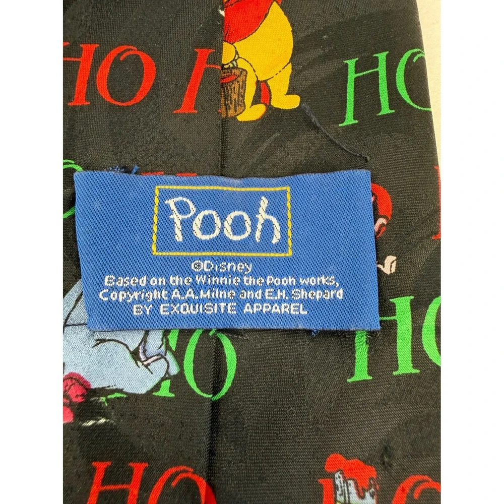 Vintage Disney Winnie the Pooh Christmas Tie Mens‎ Black Tigger Eeyore Holiday